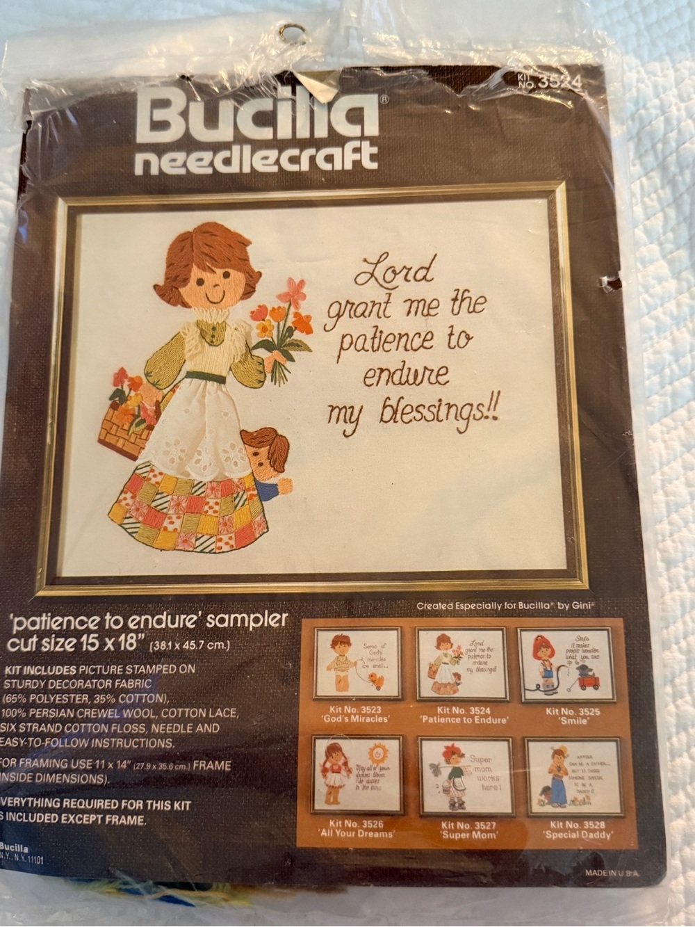 Bucilla Needlecraft "Patience to Endure" Embroidery Sampler - Multi